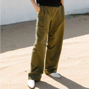 Apiece Apart Manon Linen Trousers in Olive size 2